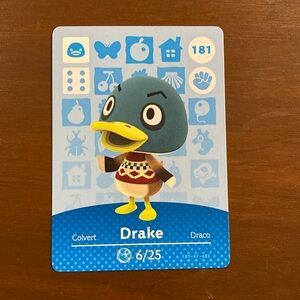 Animal Crossing Drake Amiibo Card #181